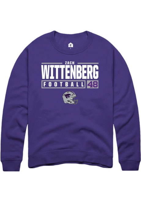 Zach Wittenberg Rally Mens Purple K-State Wildcats NIL Stacked Box Crew Sweatshirt