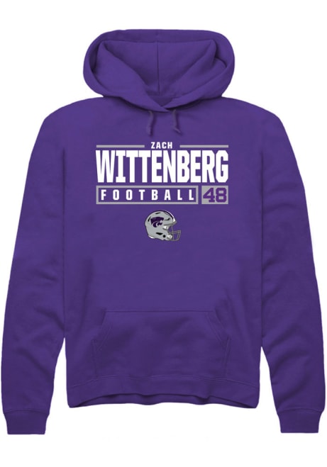 Zach Wittenberg Rally Mens Purple K-State Wildcats NIL Stacked Box Hooded Sweatshirt
