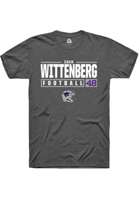 Zach Wittenberg Dark Grey K-State Wildcats NIL Stacked Box Short Sleeve T Shirt