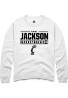 Main image for A'riel Jackson  Rally Cincinnati Bearcats Mens White NIL Stacked Box Long Sleeve Crew Sweatshirt