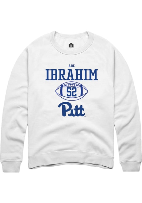 Abe Ibrahim Rally Mens White Pitt Panthers NIL Sport Icon Crew Sweatshirt
