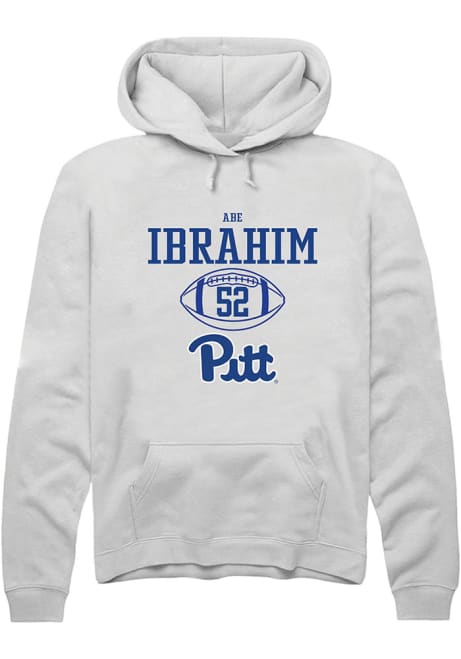 Abe Ibrahim Rally Mens White Pitt Panthers NIL Sport Icon Hooded Sweatshirt