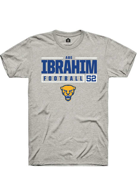 Abe Ibrahim Ash Pitt Panthers NIL Stacked Box Short Sleeve T Shirt