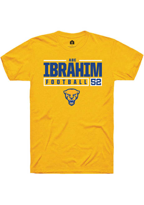 Abe Ibrahim Gold Pitt Panthers NIL Stacked Box Short Sleeve T Shirt