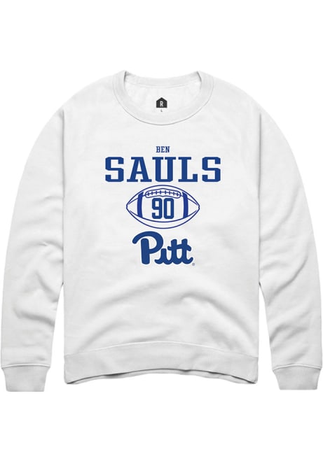 Ben Sauls Rally Mens White Pitt Panthers NIL Sport Icon Crew Sweatshirt