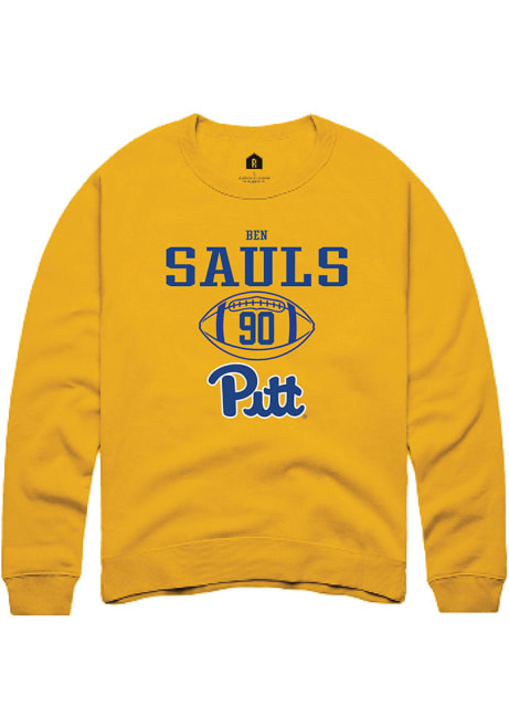 Ben Sauls Rally Mens Gold Pitt Panthers NIL Sport Icon Crew Sweatshirt