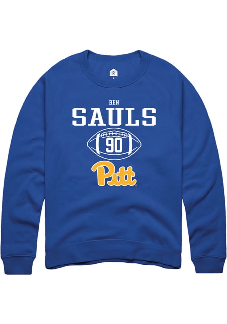 Ben Sauls Rally Mens Blue Pitt Panthers NIL Sport Icon Crew Sweatshirt