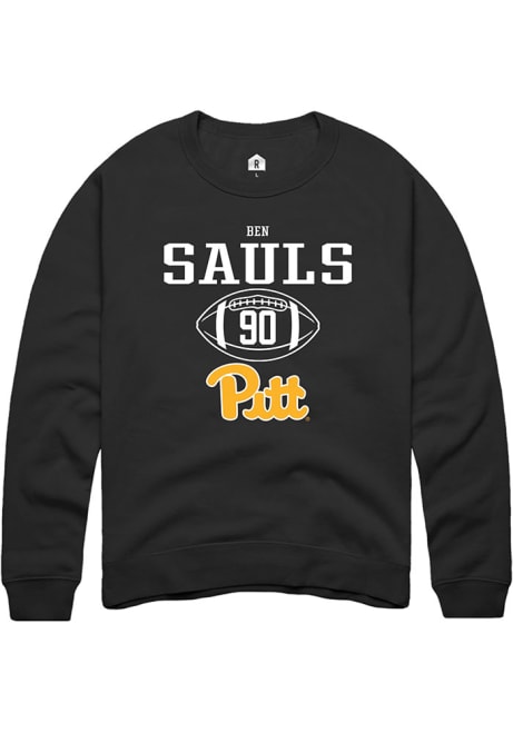 Ben Sauls Rally Mens Black Pitt Panthers NIL Sport Icon Crew Sweatshirt