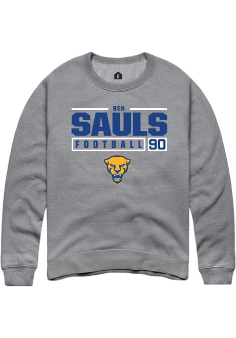 Ben Sauls Rally Mens Graphite Pitt Panthers NIL Stacked Box Crew Sweatshirt