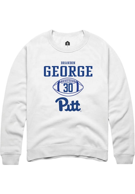 Brandon George Rally Mens White Pitt Panthers NIL Sport Icon Crew Sweatshirt