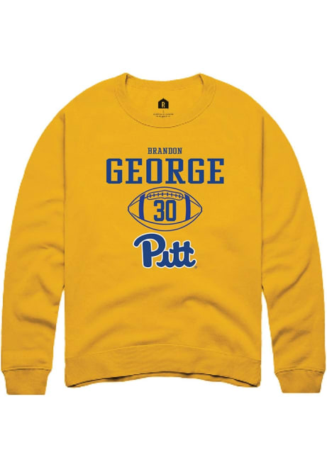 Brandon George Rally Mens Gold Pitt Panthers NIL Sport Icon Crew Sweatshirt