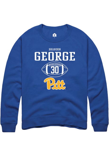 Brandon George Rally Mens Blue Pitt Panthers NIL Sport Icon Crew Sweatshirt