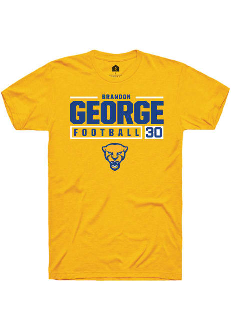 Brandon George Gold Pitt Panthers NIL Stacked Box Short Sleeve T Shirt