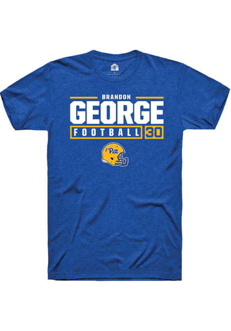 Brandon George Blue Pitt Panthers NIL Stacked Box Short Sleeve T Shirt