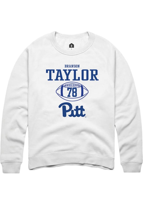 Branson Taylor Rally Mens White Pitt Panthers NIL Sport Icon Crew Sweatshirt