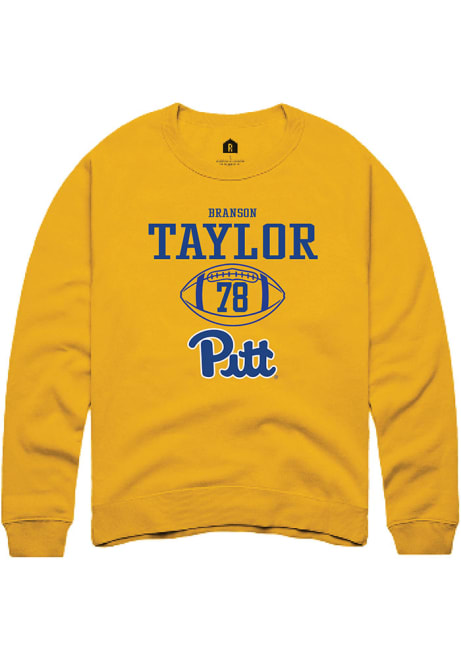 Branson Taylor Rally Mens Gold Pitt Panthers NIL Sport Icon Crew Sweatshirt