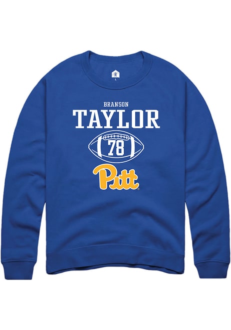 Branson Taylor Rally Mens Blue Pitt Panthers NIL Sport Icon Crew Sweatshirt