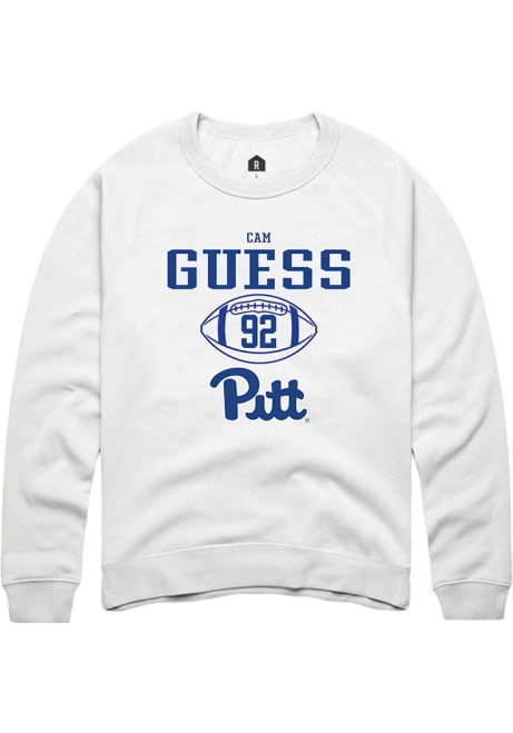 Cam Guess Rally Mens White Pitt Panthers NIL Sport Icon Crew Sweatshirt