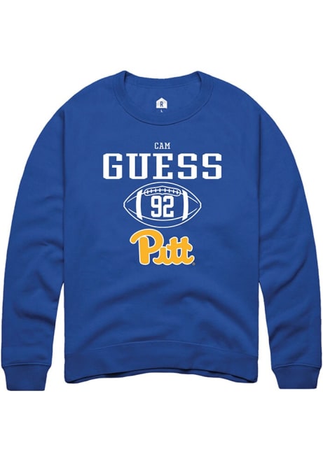 Cam Guess Rally Mens Blue Pitt Panthers NIL Sport Icon Crew Sweatshirt