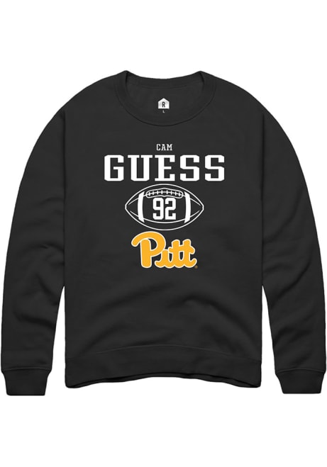 Cam Guess Rally Mens Black Pitt Panthers NIL Sport Icon Crew Sweatshirt