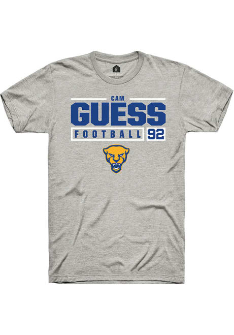 Cam Guess Ash Pitt Panthers NIL Stacked Box Short Sleeve T Shirt