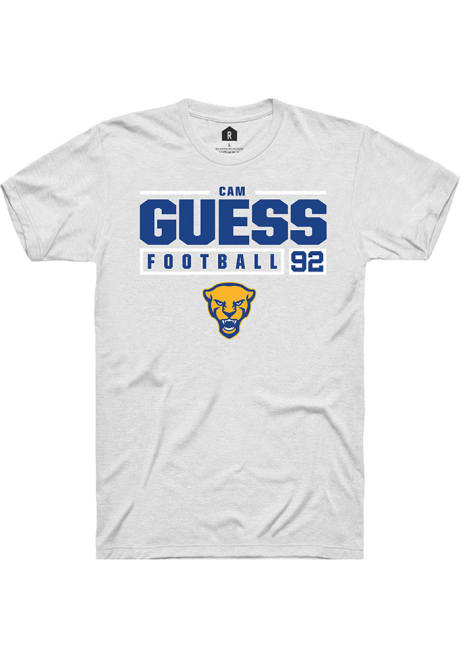 Cam Guess White Pitt Panthers NIL Stacked Box Short Sleeve T Shirt