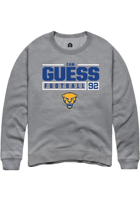 Cam Guess Rally Mens Graphite Pitt Panthers NIL Stacked Box Crew Sweatshirt