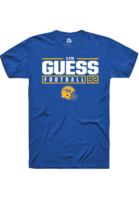 Cam Guess Blue Pitt Panthers NIL Stacked Box Short Sleeve T Shirt