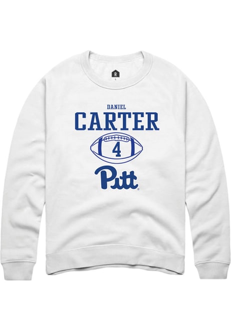 Daniel Carter Rally Mens White Pitt Panthers NIL Sport Icon Crew Sweatshirt