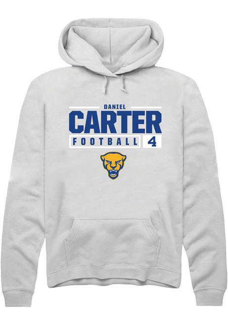 Daniel Carter Rally Mens White Pitt Panthers NIL Stacked Box Hooded Sweatshirt