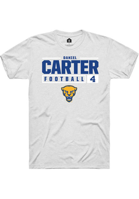 Daniel Carter White Pitt Panthers NIL Stacked Box Short Sleeve T Shirt