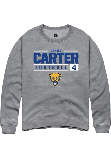 Daniel Carter Rally Mens Graphite Pitt Panthers NIL Stacked Box Crew Sweatshirt