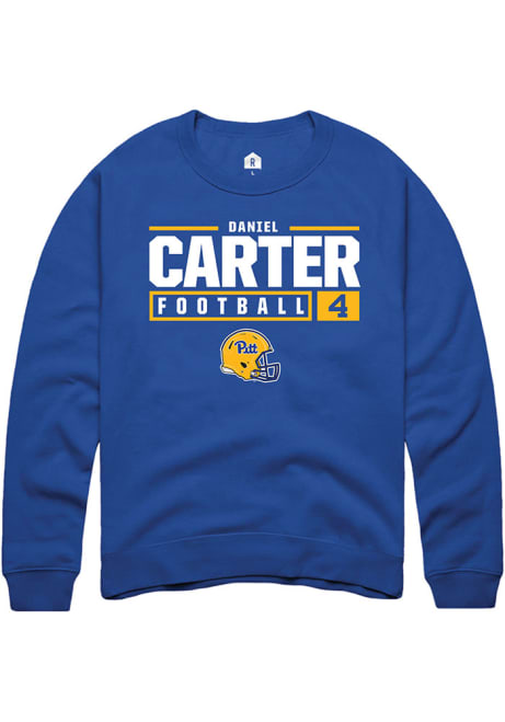 Daniel Carter Rally Mens Blue Pitt Panthers NIL Stacked Box Crew Sweatshirt