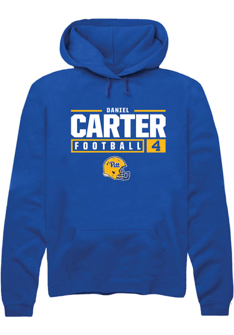 Daniel Carter Rally Mens Blue Pitt Panthers NIL Stacked Box Hooded Sweatshirt