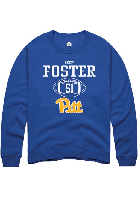 Drew Foster Rally Mens Blue Pitt Panthers NIL Sport Icon Crew Sweatshirt