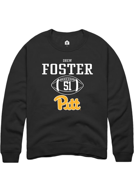 Drew Foster Rally Mens Black Pitt Panthers NIL Sport Icon Crew Sweatshirt