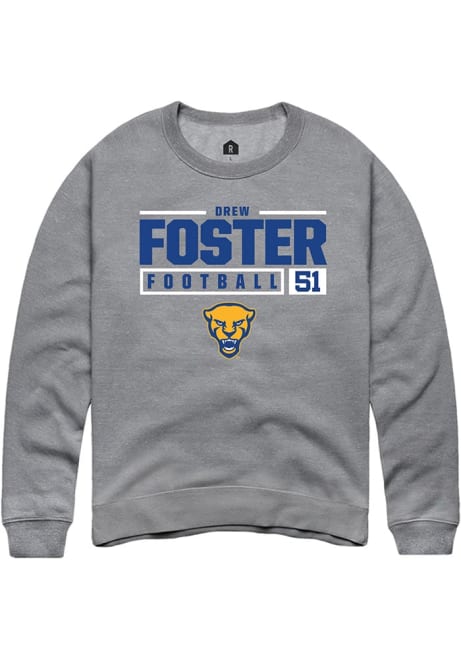 Drew Foster Rally Mens Graphite Pitt Panthers NIL Stacked Box Crew Sweatshirt