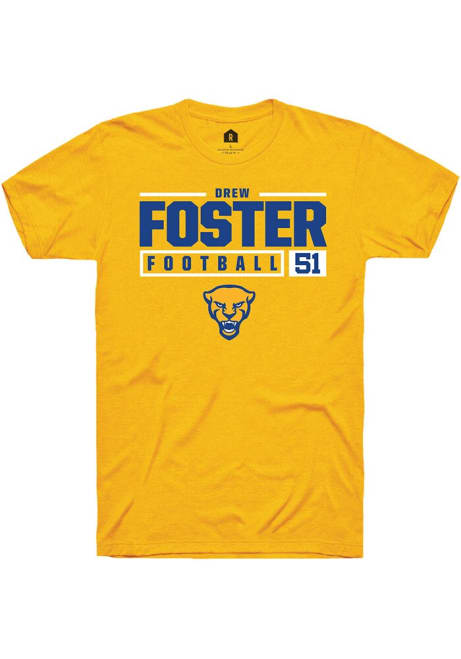 Drew Foster Gold Pitt Panthers NIL Stacked Box Short Sleeve T Shirt