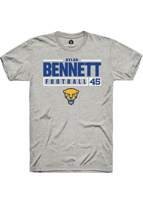 Dylan Bennett Ash Pitt Panthers NIL Stacked Box Short Sleeve T Shirt