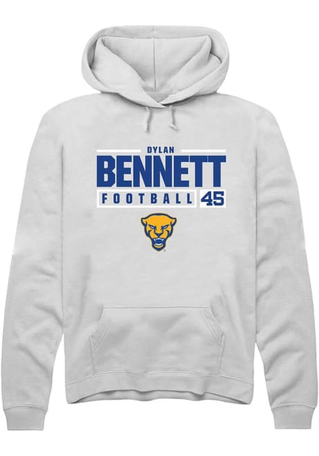 Dylan Bennett Rally Mens White Pitt Panthers NIL Stacked Box Hooded Sweatshirt