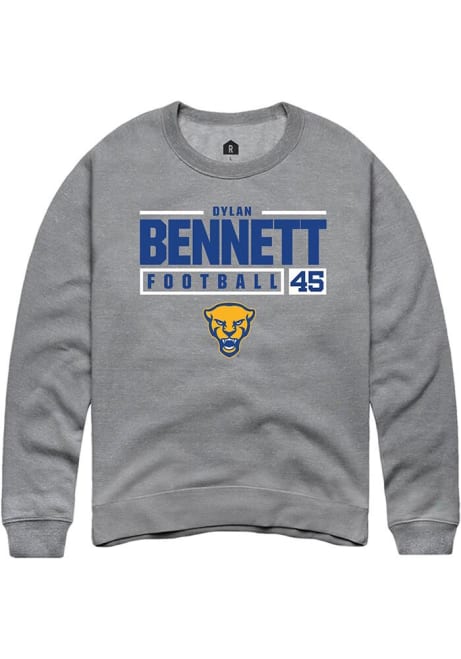 Dylan Bennett Rally Mens Graphite Pitt Panthers NIL Stacked Box Crew Sweatshirt