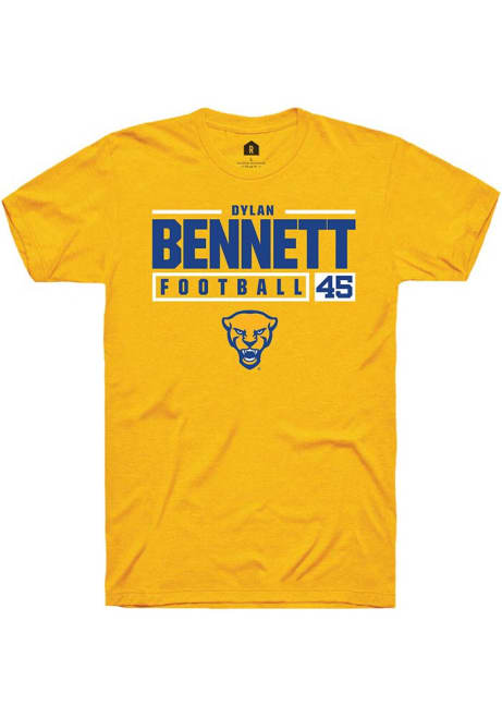 Dylan Bennett Gold Pitt Panthers NIL Stacked Box Short Sleeve T Shirt