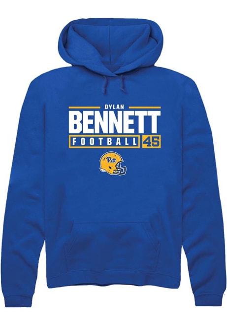 Dylan Bennett Rally Mens Blue Pitt Panthers NIL Stacked Box Hooded Sweatshirt