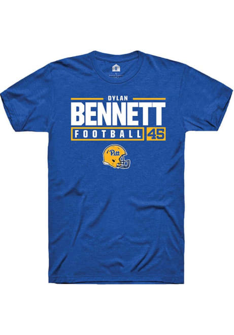 Dylan Bennett Blue Pitt Panthers NIL Stacked Box Short Sleeve T Shirt