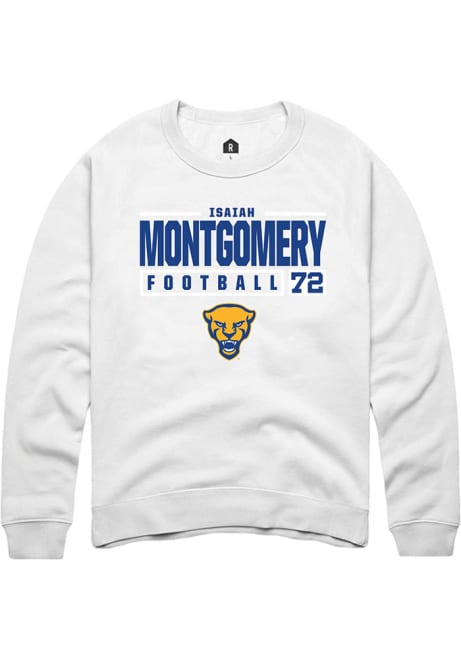 Isaiah  Montgomery Rally Mens White Pitt Panthers NIL Stacked Box Crew Sweatshirt