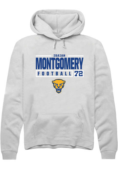 Isaiah  Montgomery Rally Mens White Pitt Panthers NIL Stacked Box Hooded Sweatshirt