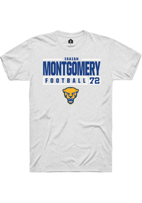 Isaiah  Montgomery White Pitt Panthers NIL Stacked Box Short Sleeve T Shirt