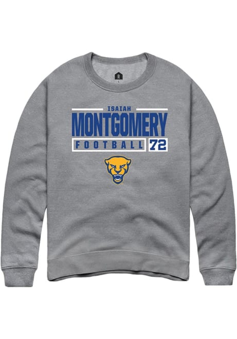 Isaiah  Montgomery Rally Mens Graphite Pitt Panthers NIL Stacked Box Crew Sweatshirt