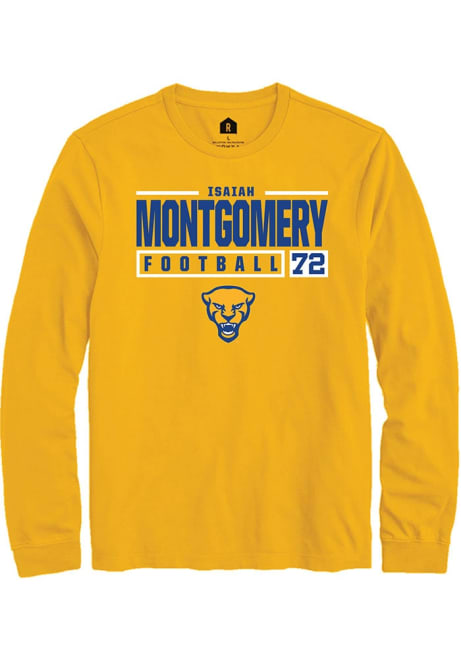 Isaiah  Montgomery Rally Mens Gold Pitt Panthers NIL Stacked Box Tee