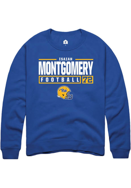 Isaiah  Montgomery Rally Mens Blue Pitt Panthers NIL Stacked Box Crew Sweatshirt